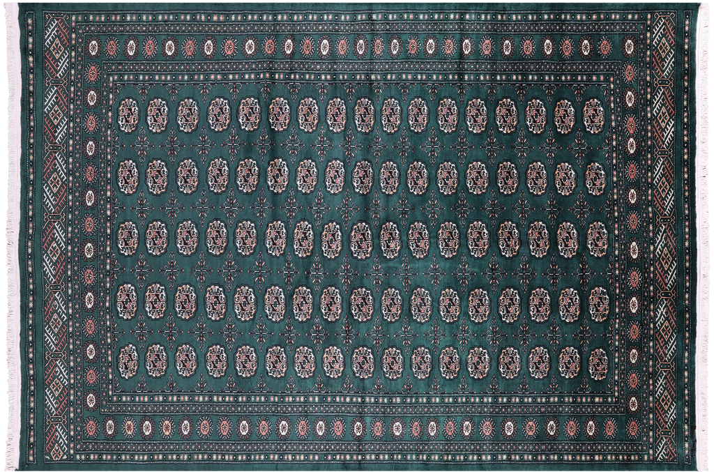 Green Signed Silky Bokhara Hand-Knotted Wool Rug - Manhattan Rugs