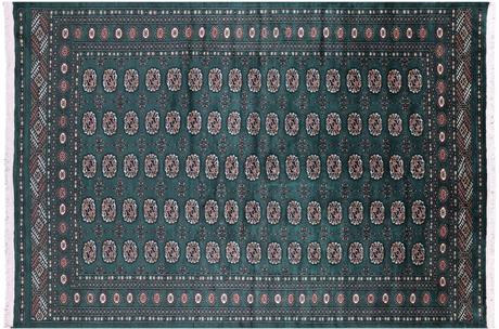 Green Signed Silky Bokhara Hand-Knotted Wool Rug - Manhattan Rugs