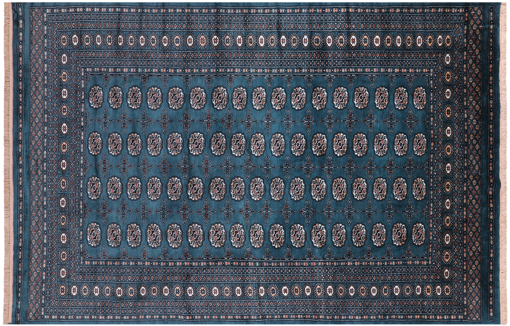 Green Signed Silky Bokhara Hand-Knotted Wool Rug - Manhattan Rugs