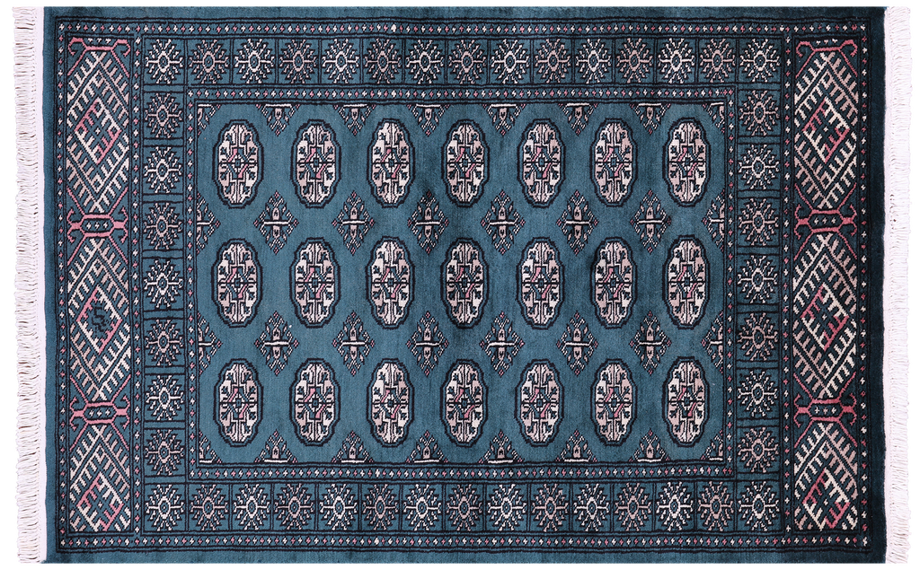 Green Handmade Signed Silky Bokhara Wool Rug - Manhattan Rugs