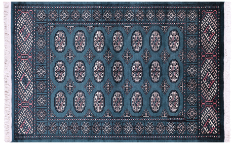 Green Handmade Signed Silky Bokhara Wool Rug - Manhattan Rugs