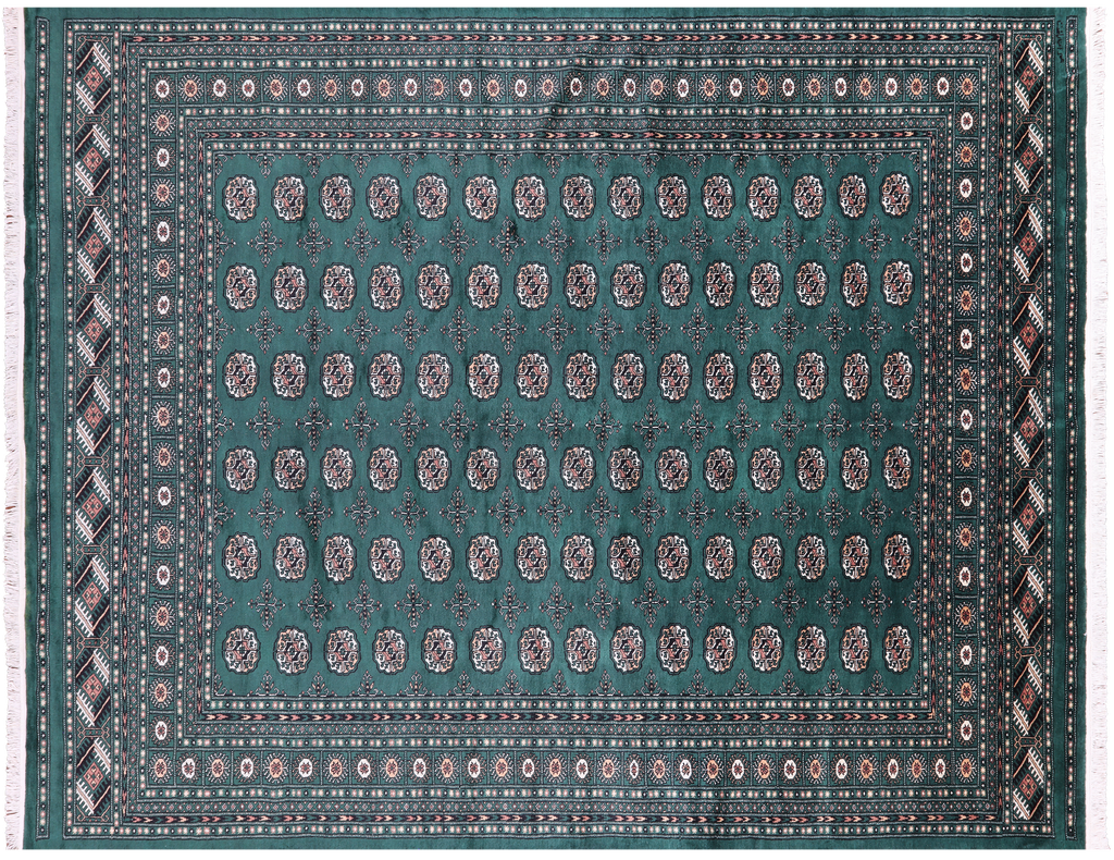 Green Signed Silky Bokhara Handmade Wool Rug - Manhattan Rugs