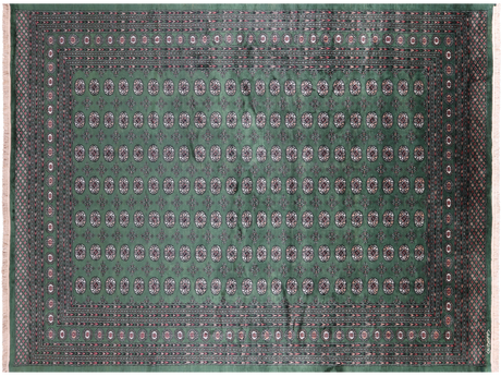 Green Signed Silky Bokhara Hand Knotted Wool Rug - Manhattan Rugs