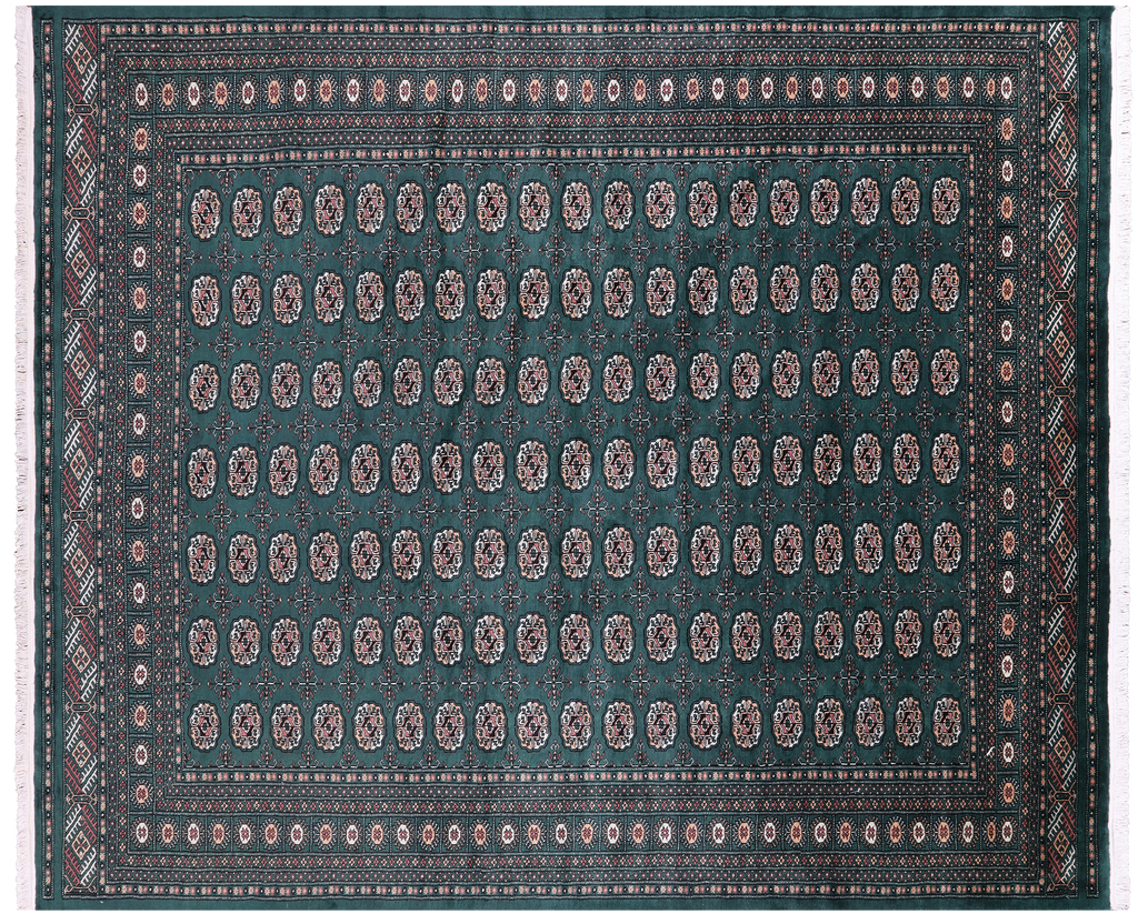Green Signed Silky Bokhara Hand Knotted Wool Rug - Manhattan Rugs