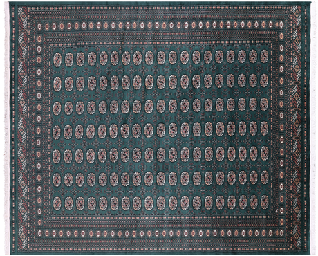 Green Signed Silky Bokhara Hand Knotted Wool Rug - Manhattan Rugs