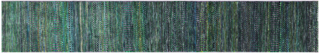 Green Super Savannah Gabbeh Wool & Silk Hand Knotted Runner Rug - Manhattan Rugs