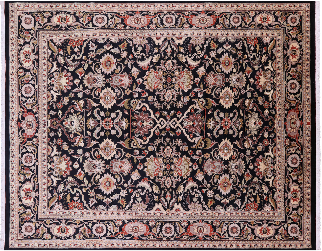 Black Persian Tabriz Hand-Knotted Wool Rug - Manhattan Rugs