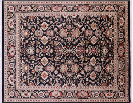 Black Persian Tabriz Hand-Knotted Wool Rug - Manhattan Rugs