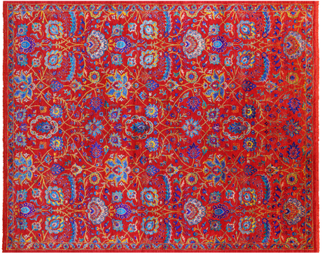 Red Wool & Silk Persian Tabriz Handmade Rug - Manhattan Rugs