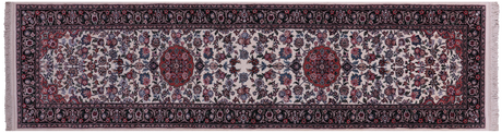 Ivory Runner Persian Tabriz Handmade Wool & Silk Rug - Manhattan Rugs