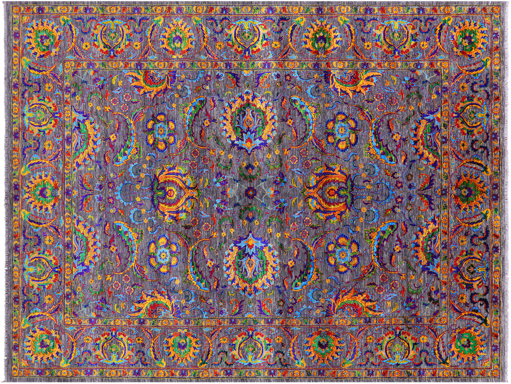 Grey Persian Tabriz Hand Knotted Wool & Silk Rug - Manhattan Rugs