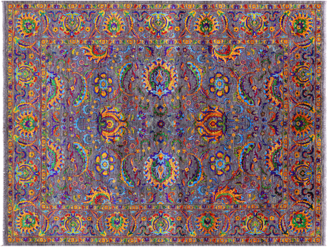 Grey Persian Tabriz Hand Knotted Wool & Silk Rug - Manhattan Rugs