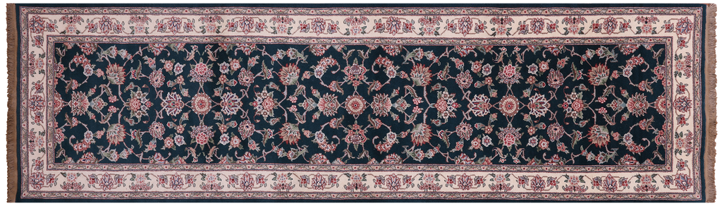 Green Wool & Silk Persian Tabriz Handmade Runner Rug - Manhattan Rugs