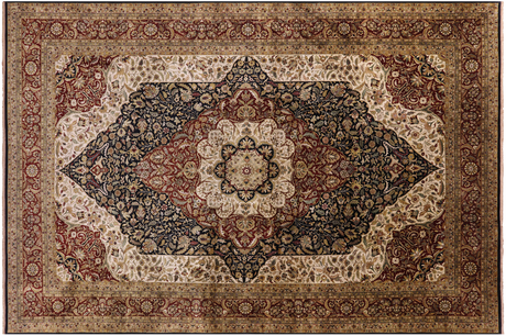 Black Persian Tabriz Hand Knotted Wool Rug - Manhattan Rugs
