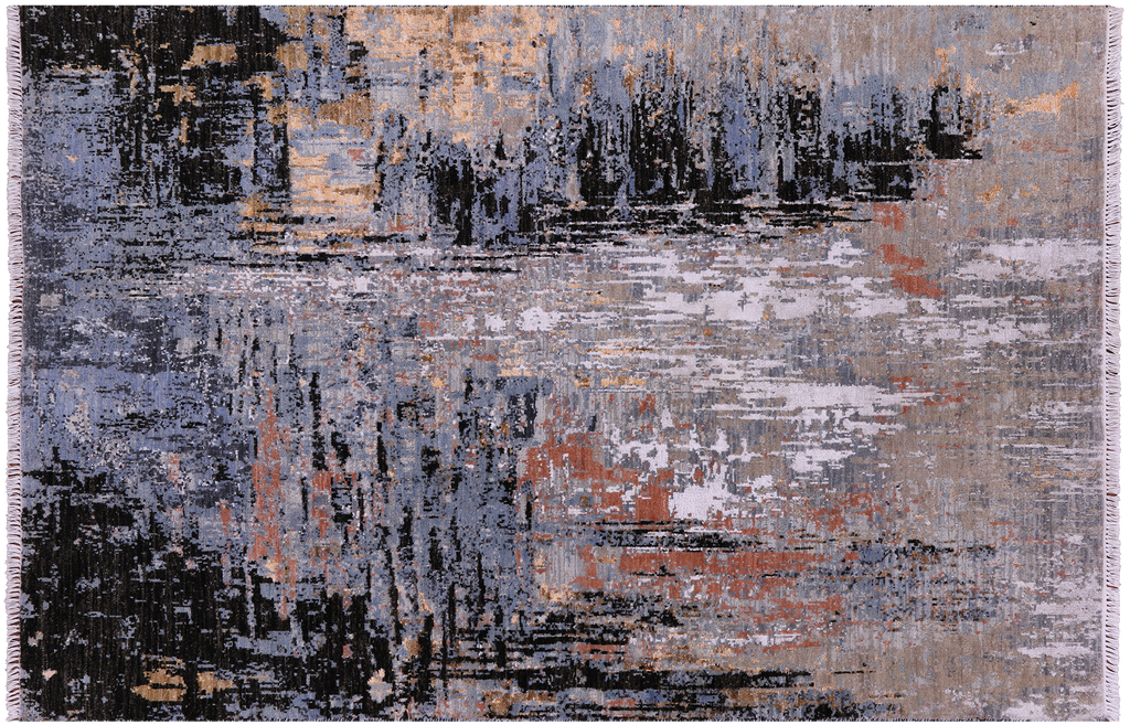 Wool & Silk Abstract Hand Knotted Rug - Manhattan Rugs