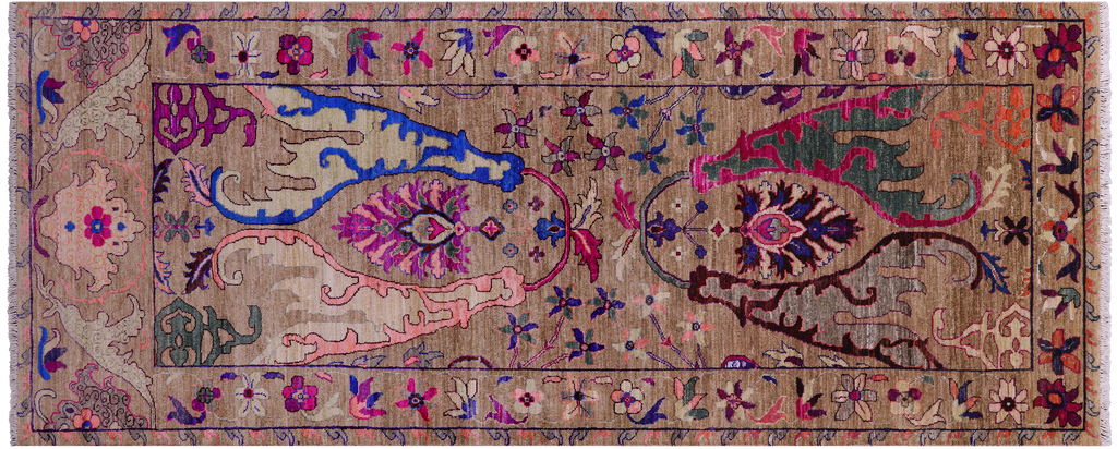 Runner Persian Heriz Serapi Hand-Knotted Wool & Silk Rug - Manhattan Rugs