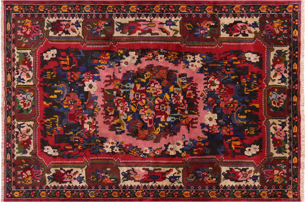 Persian Bakhtiari Gol Farang Handmade Wool Rug 5' 6" X 8' 4" - Q23605