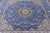 Blue 8' Square Persian Nain Hand Knotted Wool & Silk Rug - Q23608