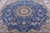 Blue 9' Square Persian Nain Handmade Wool & Silk Rug - Q23610