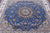 Blue 8' Square Persian Nain Handmade Wool & Silk Rug - Q23627