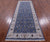 Blue 2' 9" X 14' 7" Persian Nain Handmade Wool & Silk Runner Rug - Q23630