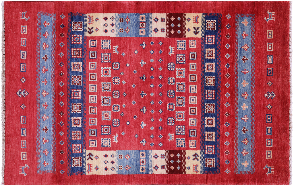 Tribal Persian Gabbeh Handmade Wool Rug 3' 2" X 4' 10" - Q23634