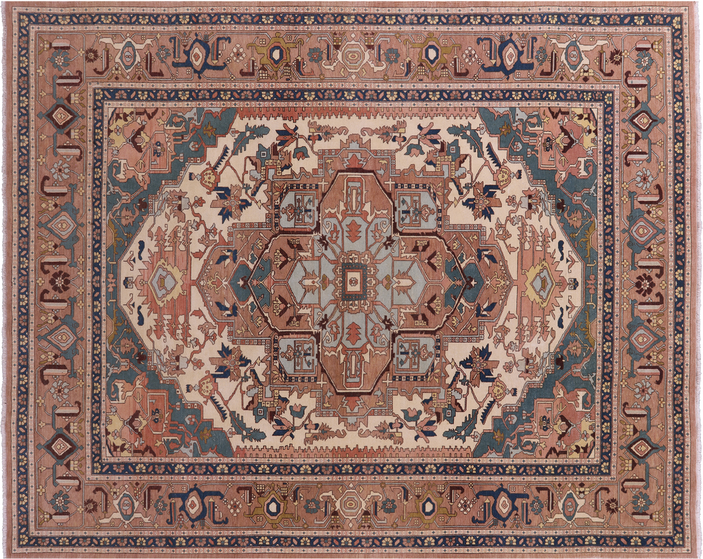 8' 0" X 10' 3" Antiqued Persian Heriz Serapi Handmade Wool Rug - Q23639