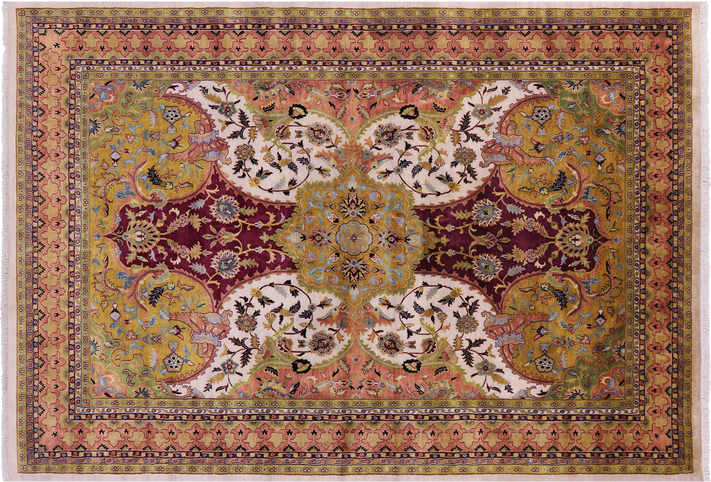 8' 7" X 12' 4" Persian Tabriz Hand Knotted Wool Rug - Q23644
