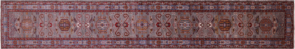 3' 0" X 19' 2" Runner Super Kazak Handmade Wool Rug - Q23647