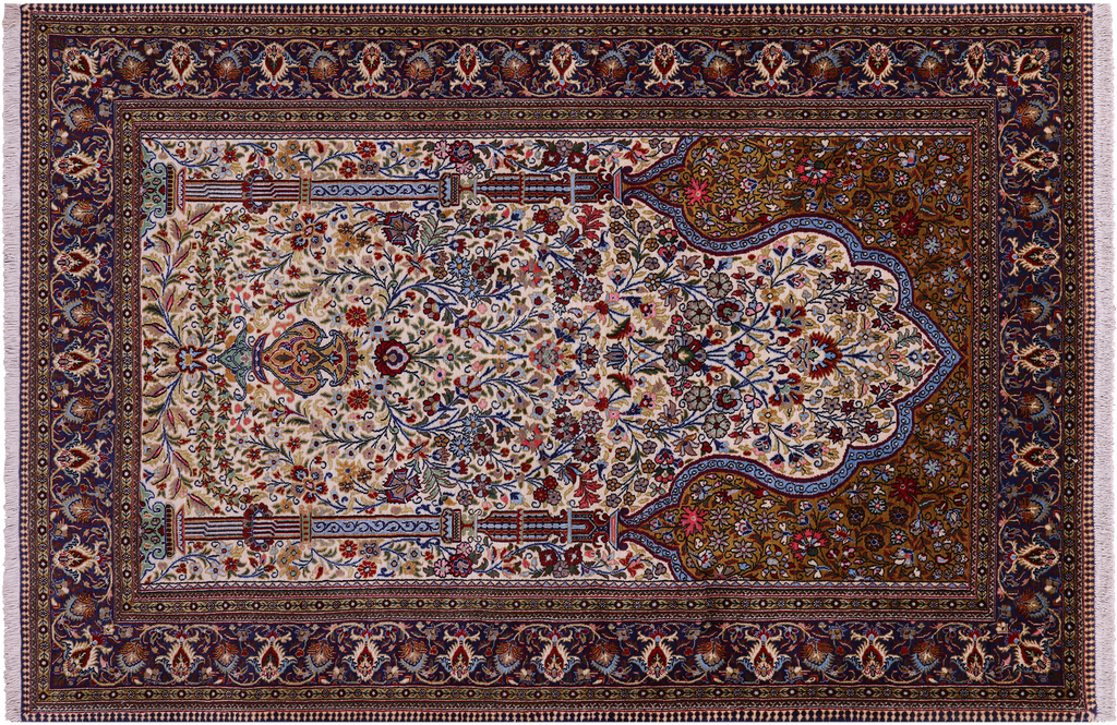 4' 8" X 7' 0" Persian Qum Handmade Wool Rug - Q23651