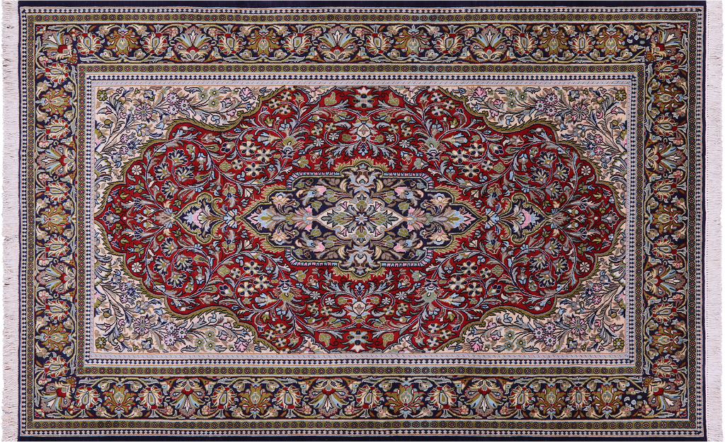 4' 10" X 7' 2" Persian Qum Hand Knotted Wool Rug - Q23654