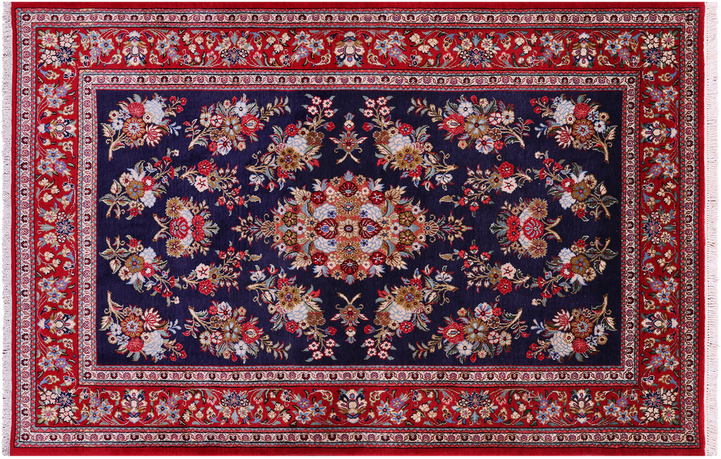 Persian Qum Handmade Wool Rug 4' 5" X 6' 7" - Q23655