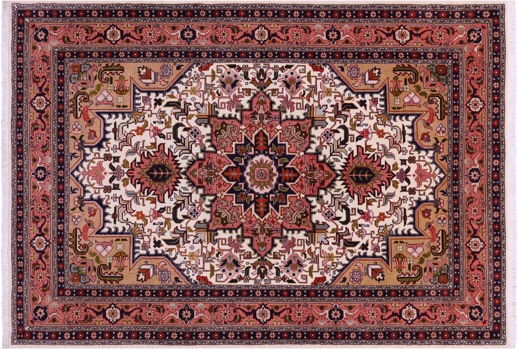 SUPER SALE 3' 5" X 4' 10" Persian Tabriz Hand Knotted Wool & Silk Rug - Q23661