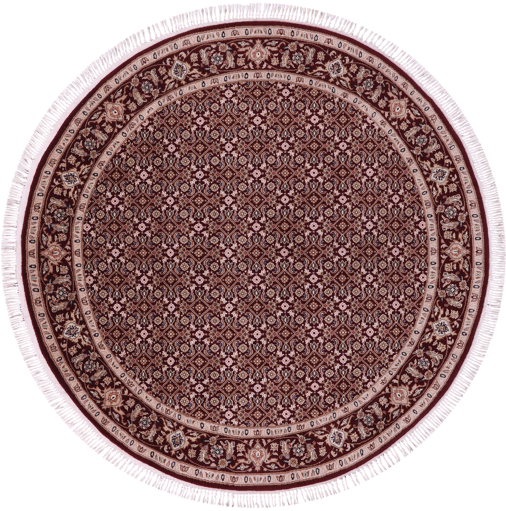 5' Round Persian Tabriz Handmade Wool & Silk Rug - Q23674