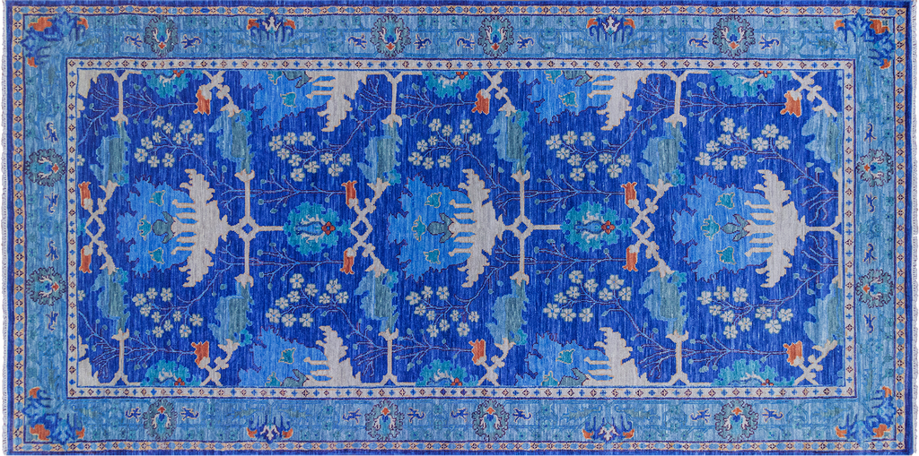 Blue William Morris Handmade Wool Rug 8' 1" X 16' 3" - Q23682