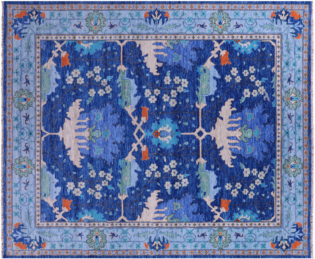 Blue 9' 3" X 12' 4" William Morris Handmade Wool Rug - Q23685