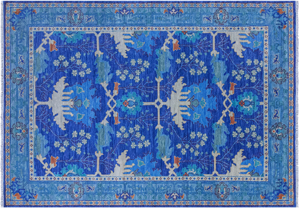 Blue 6' 2" X 8' 11" William Morris Handmade Wool Rug - Q23694