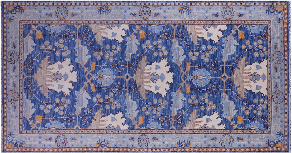 Blue 9' 3" X 18' 1" William Morris Handmade Wool Rug - Q23696