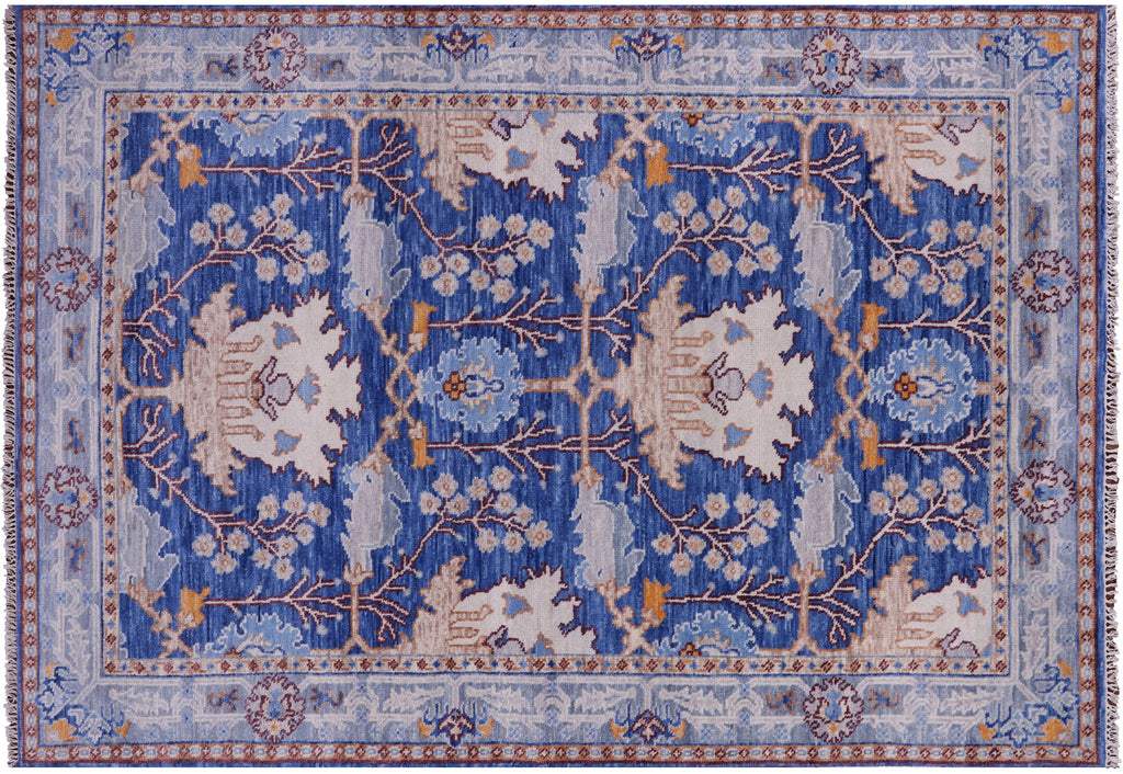 Blue 6' 2" X 9' 2" William Morris Hand Knotted Wool Rug - Q23698