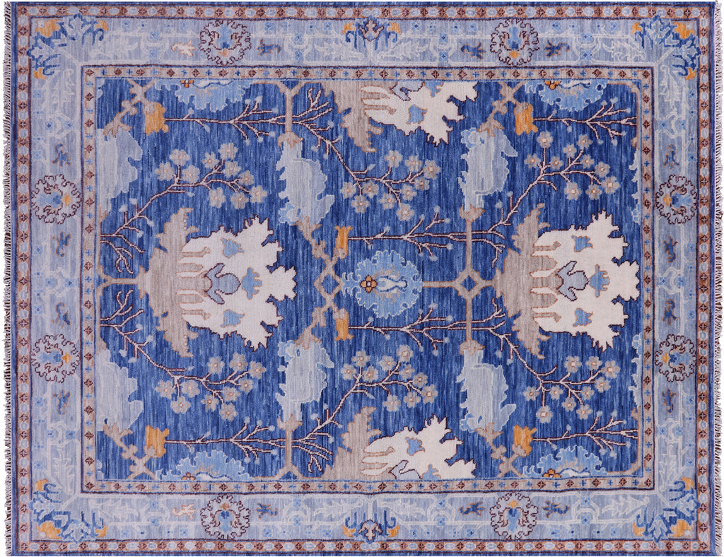 Blue 8' 3" X 10' 1" William Morris Handmade Wool Rug - Q23707