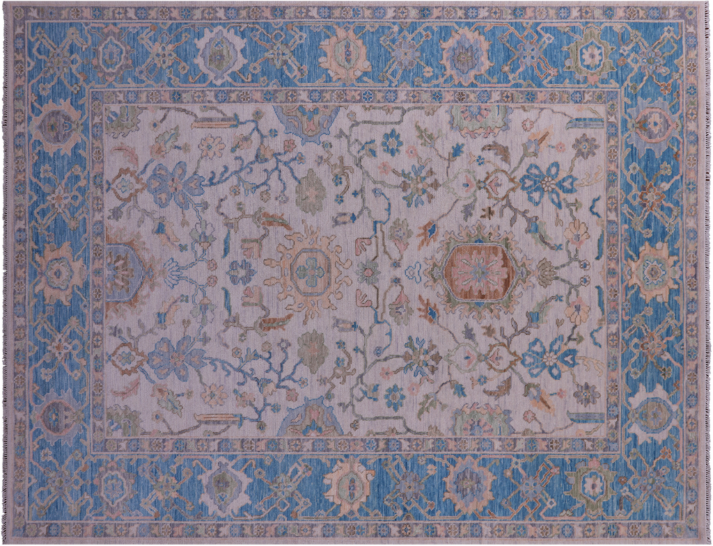 Ivory Turkish Angora Oushak Hand Knotted Wool Rug 9' 3" X 12' 2" - Q23712