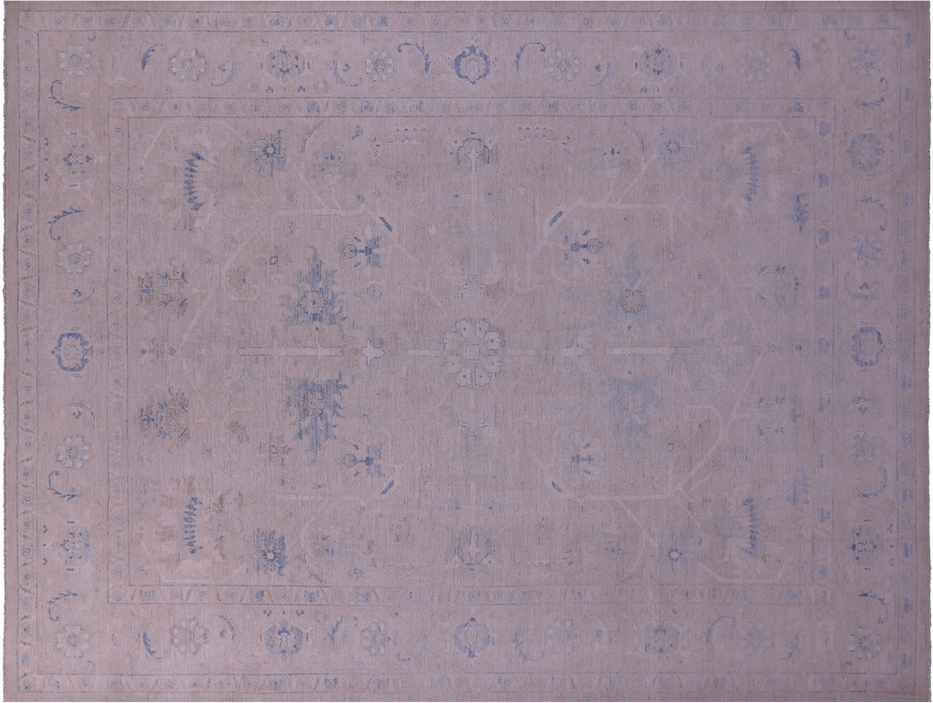 Ivory Washed Out Turkish Oushak Handmade Wool Rug 9' 0" X 11' 9" - Q23718