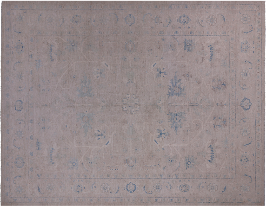 Ivory Washed Out Turkish Oushak Handmade Wool Rug 9' 0" X 11' 9" - Q23718