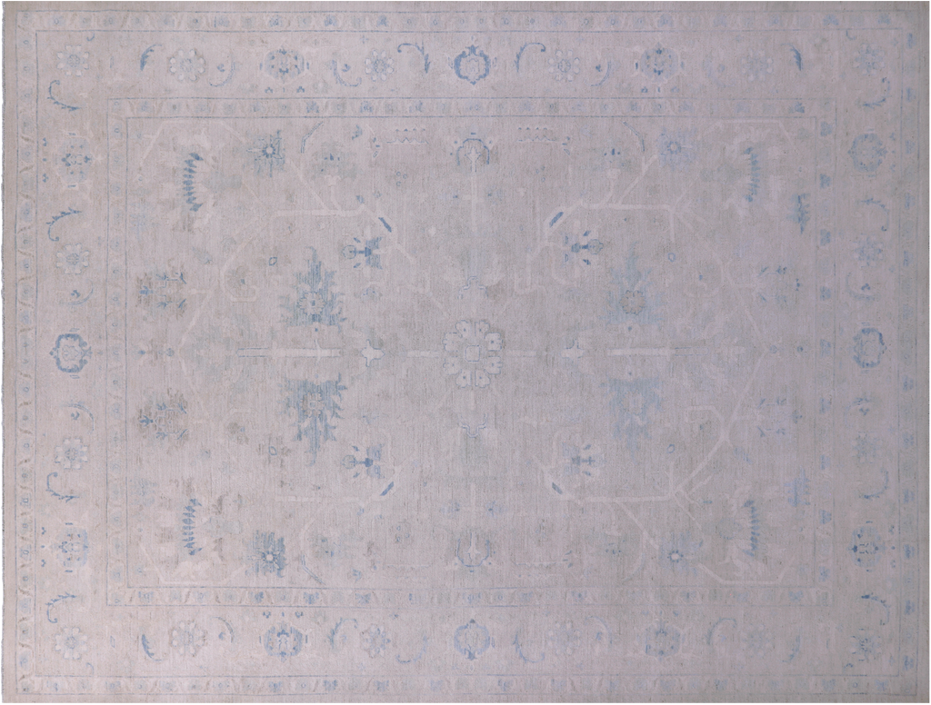 Ivory Washed Out Turkish Oushak Handmade Wool Rug 9' 0" X 11' 9" - Q23718