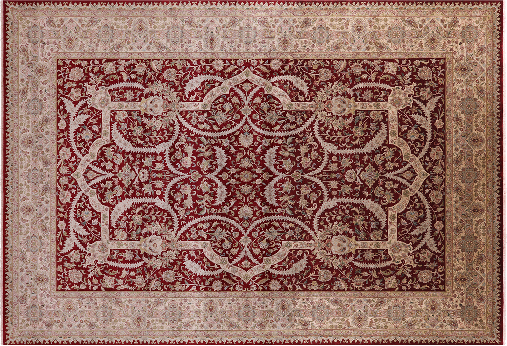 Red Persian Tabriz Hand Knotted Wool Rug 9' 9" X 14' 3" - Q23722