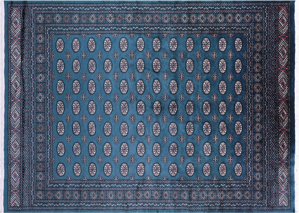 Green 8' 0" X 11' 0" Silky Bokhara Hand Knotted Wool Rug - Q23723