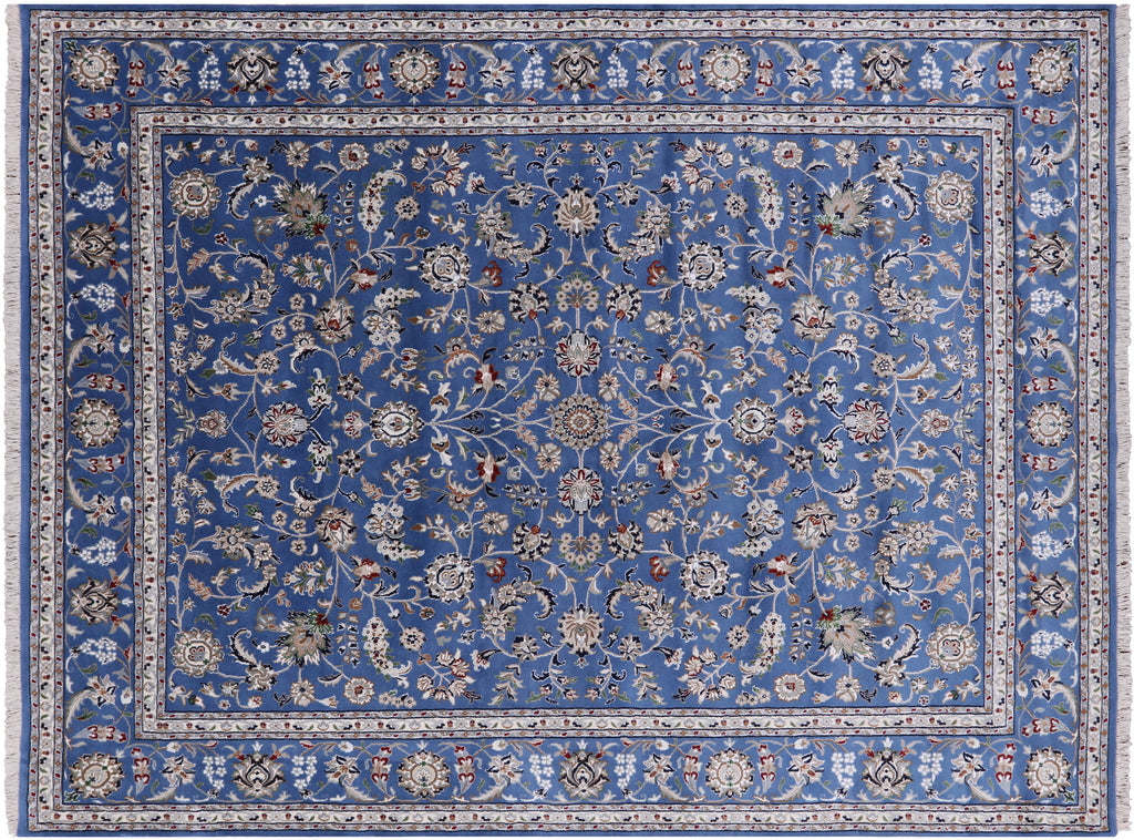 Blue Persian Nain Handmade Wool & Silk Rug 8' 0" X 10' 1" - Q23732