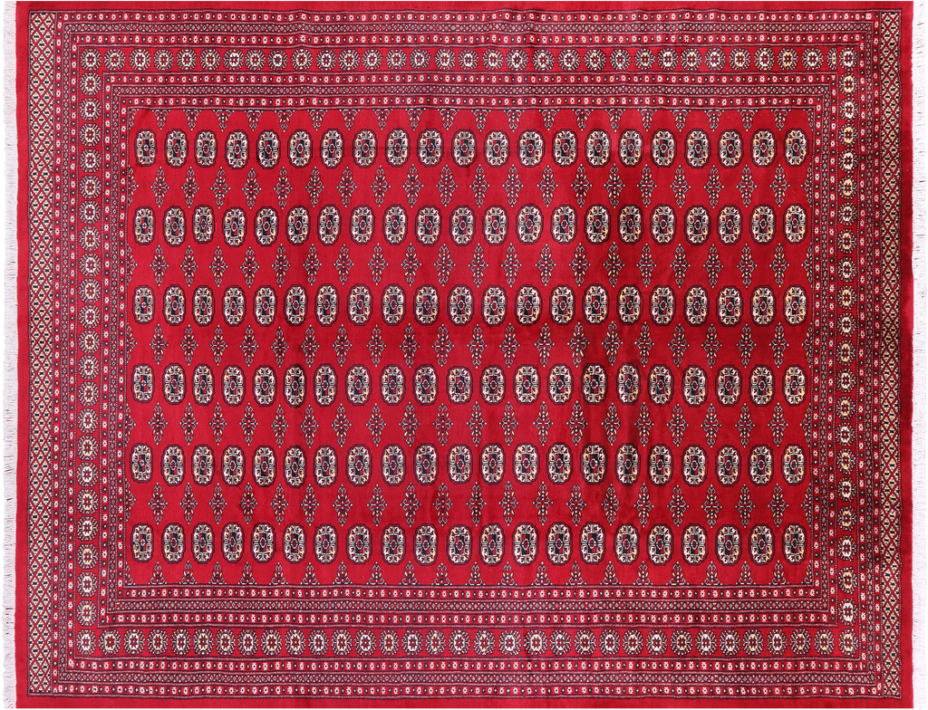 Red 9' 2" X 11' 9" Silky Bokhara Hand-Knotted Wool Rug - Q23755