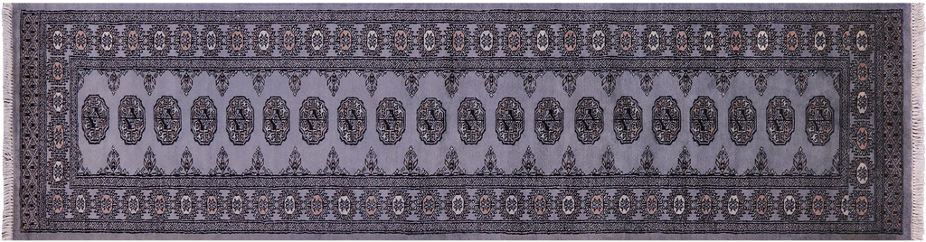 Grey Silky Bokhara Hand-Knotted Wool Runner Rug 2' 7" X 10' 2" - Q23757