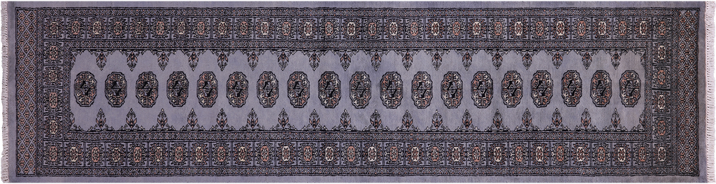 Grey Silky Bokhara Hand-Knotted Wool Runner Rug 2' 7" X 10' 2" - Q23761